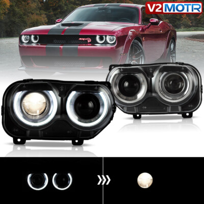 VLAND LED Projector Headlights For 2015-2022 Dodge Challenger Dual Beam Front