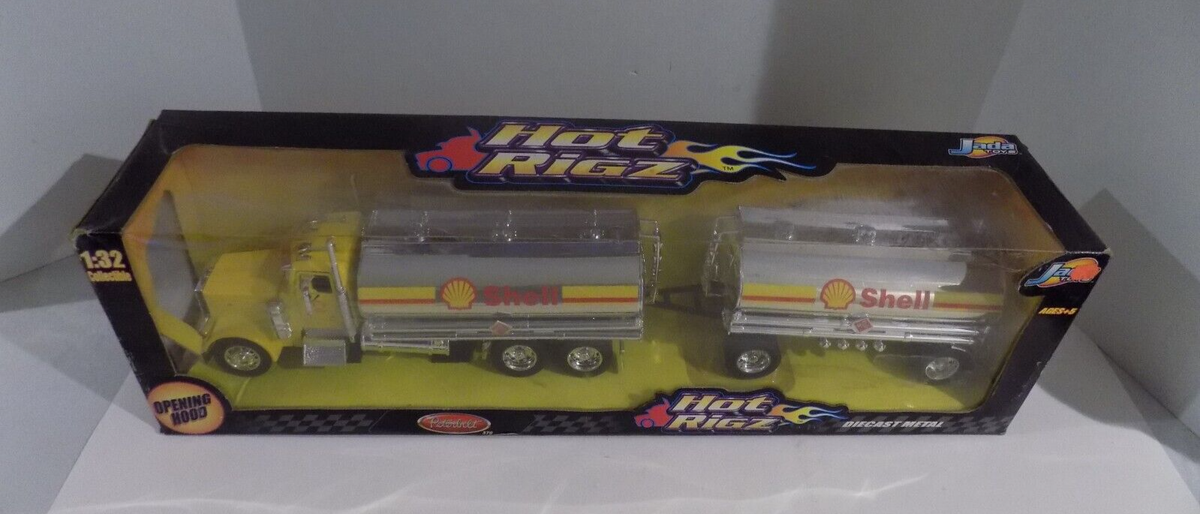 Hot Rigz Shell Double Tanker Truck 1:32 Peterbilt 379 Jada