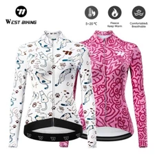 WEST BIKING Windproof Jacket Thermal Fleece Bike Jersey Autumn Winter Coat