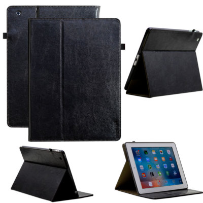 Premium Cover Apple iPad Air 2 Tablet Schutzhülle Smartcase Tasche Leder schwarz