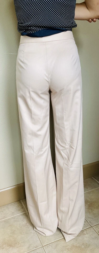 Stella McCartney 2020 Spring Show High Waisted Flare Pants Tan Silk Lined *NEW* - Image 2 of 4