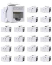 20 Pack Cat6A Keystone Coupler Female to Female UTP Wall Jacks White