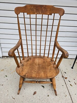 Vintage, #20 Antique Nichols & Stone Wooden Windsor Rocking Chair
