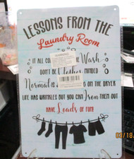Metal sign retro LESSONS FROM THE LAUNDRY ROOM Man cave Bar approx. 8  x12  New