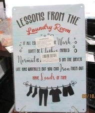 Metal sign retro LESSONS FROM THE LAUNDRY ROOM Man cave Bar approx. 8”x12” New 