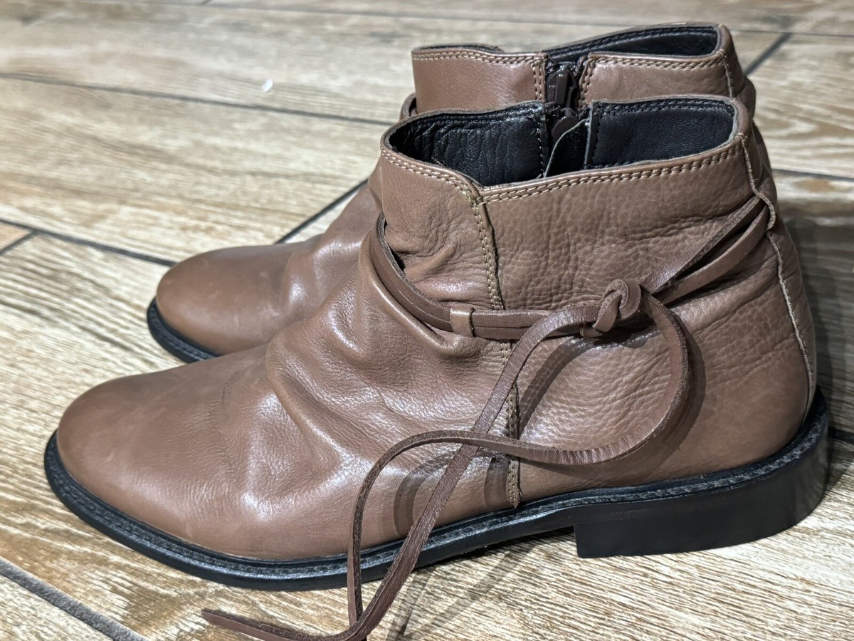 Thomas & Vine Mens Gideon Brown Slouch Leather Ankle Boots 