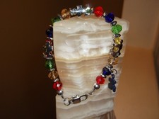 WOMEN HANDMADE 8 MM 8 3/4" CRYSTAL AUTISM AWARENESS JIGSAW BRACELET