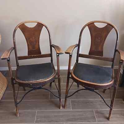 Very Rare 1920's Louis Rastetter Sons Folding Arm Chair Set of