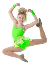 Get It Started GREEN Child X-Small Jazz Tap New Dance Costume Unitard  Gloves