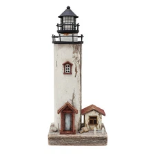 Wooden Nautical Lighthouse with Light, Ocean Sea Beach Themed Lighthouse Decor