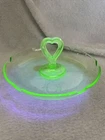 Greenburg L.E. Smith Green Depression Glass Mint 6.25" Tray / Bon Bon Tray 1930s