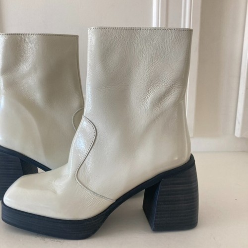 Free People Ruby Shine Platform Boots White Patent Leather Sz 38.5 NWOT - Picture 3 of 8