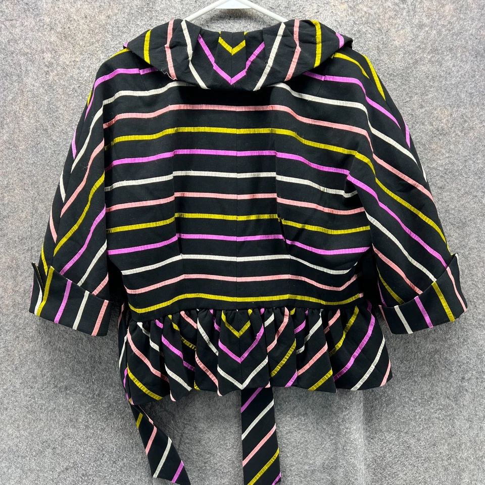 Chaqueta Trina Turk Mujer 10 Negro Rosa Rayas Cinturón Peplum Manga 3/4 Blazer Foto 2 de 4