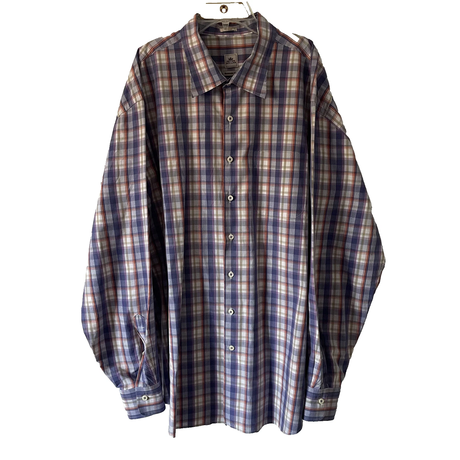 Peter Millar Men's XXL Multicolor Plaid Long Sleeve Sport Shirt Weekender Wash