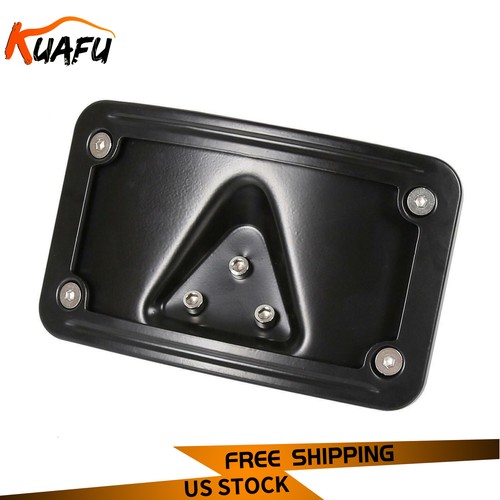 Black Curved Laydown License Plate Bracket W/ Frame For Harley Dyna 3 Hole Mount - Picture 2 of 13