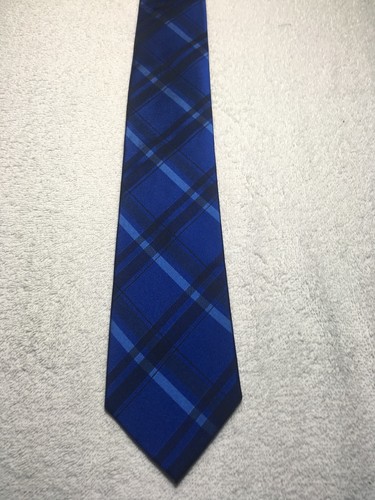 APT 9 MENS TIE SHADES OF BLUE PLAID PATTERN 3.25 X 59 - Picture 2 of 5