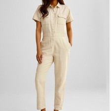 NWT Women 168 Outerknown S.E.A. Sea Jumpsuit Organic Cotton Linen Natural XS