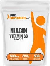 BulkSupplements Niacin (Vitamin B3) Powder - 500mg per Serving