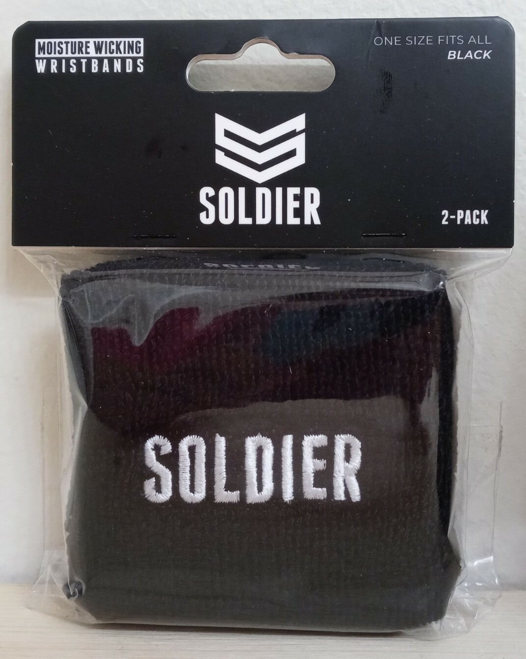 Soldier Wristbands Moisture Wicking BLK One Size Fits All 2 Pack Brand New