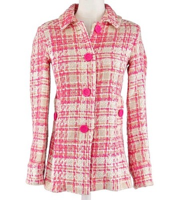 Womens Pink Tweed Jacket Abercrombie & Fitch Size M Preppy Button Blazer
