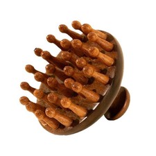 Sandalwood disc massage comb for scalp, merid...