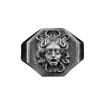 Ring Medusa oxidiertes Silber, griechische Göttin Mythologie Männer Schmuck G...
