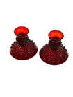 Vintage Fenton Glass Ruby Red Hobnail Candle Holder Set