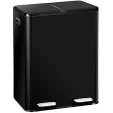 16Gal Dual Trash Can Double Compartment Trash Garbage Can for Kitchen Black