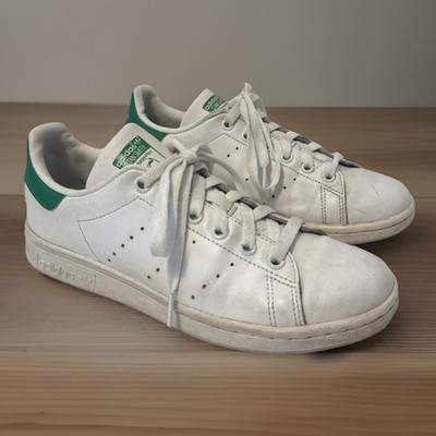 Adidas Stan Smith Youth Cloud White/Green Leather Ortholite Sneakers Size 5