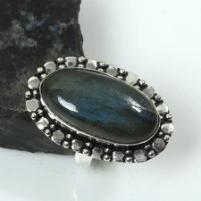 Labradorite Gemstone Ethnic Handmade Ring Jewelry For Unisex US Size-8 AR 19415