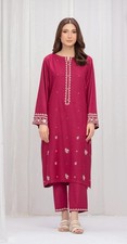 Maroon Embroidered Fabric Salwar Kameez Set Outfit for Women