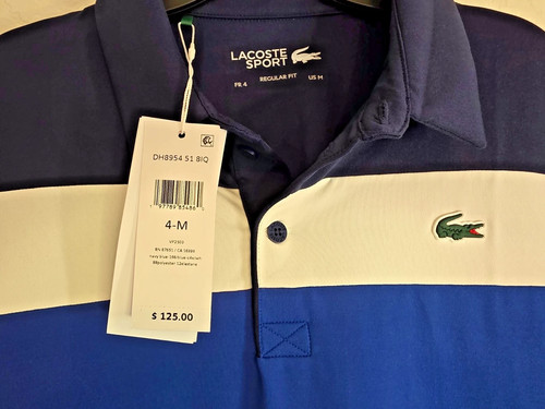 Lacoste Lux Performance Stretch Stripe Polo Shirt Regular Fit Ultra Dry Blue - Picture 9 of 10