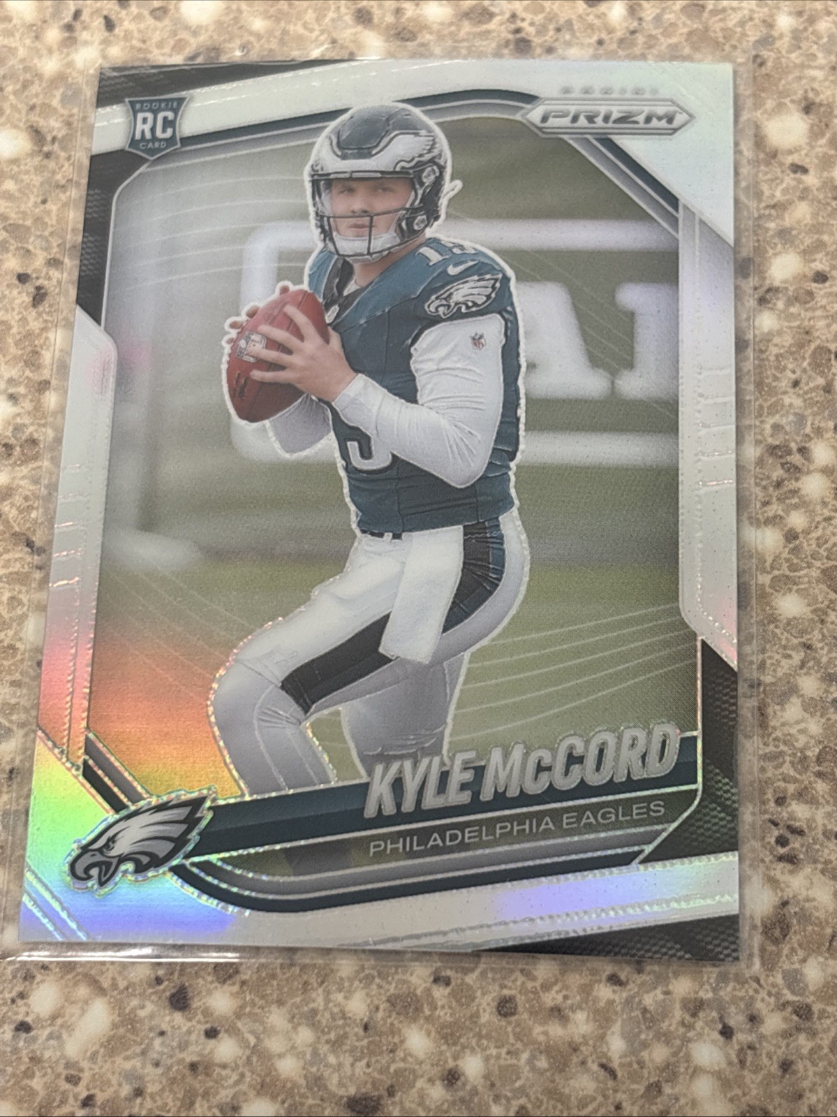 Kyle McCord 2025 Panini Prizm Silver Rookie #377! QB, Philadelphia Eagles, NFL!