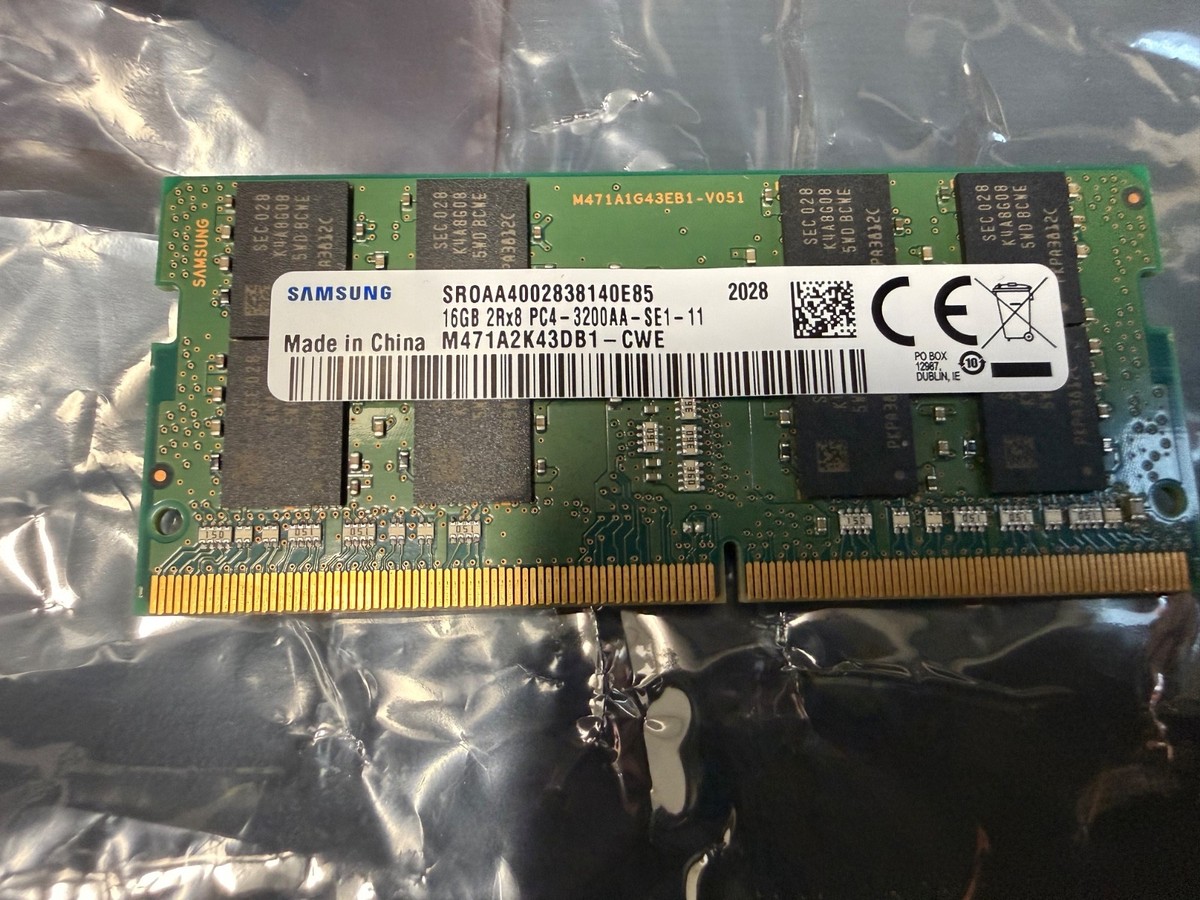 Samsung 16GB 2Rx8 PC4-3200AA Laptop Memory RAM, M471A2K43DB1-CWE