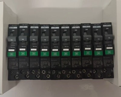 10 PCS Square D QO115PAF - 1P - 15A - AFCI Circuit Breakers