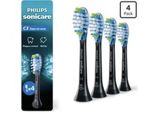 Philips Sonicare C3 Two-in-One Brush Heads Plaque Control/Whitening 4pk Black