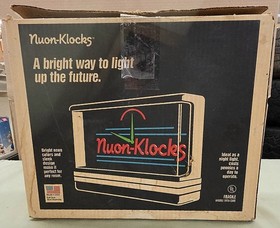 VINTAGE 1988 NUON-KLOCKS "RENO BIGGEST LITTLE CITY IN THE WORLD" NEON CLOCK*BOX