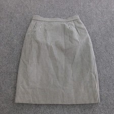 Valentino Skirt Womens 40 Black Check Wool Tweed Pencil Knee Length Lined Career