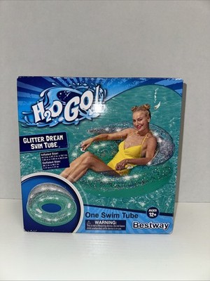 H2O GO BESTWAY GLITTER DREAM TRANSPARENT SWIM TUBE FLOAT WITH BACKREST NEW