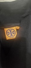 Tory Burch XS Black Sleeveless Dress Gold Button Detail Belted Waist Classic LBD