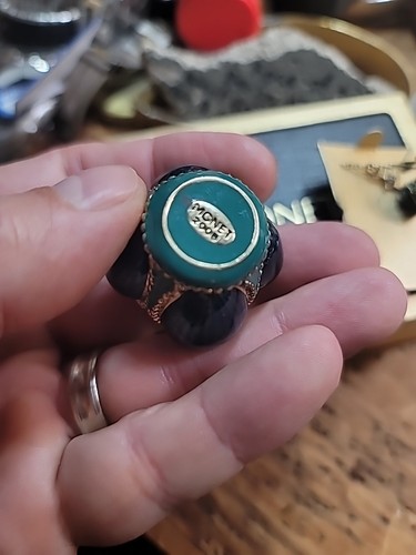 Vintage Monet "BLAU GRÜNE KRONE" Halskette Schmuck Emaille passender Charm Anhänger 2008 - Bild 5 von 16