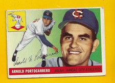 72850 1955 Topps #77 Arnie Portocarrero A'S CREASED