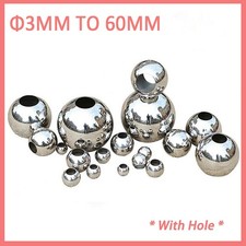 Silver Stainless Steel Beads Round Ball 3mm 4mm 5mm 6mm 7mm 8mm 9-12mm With Hole