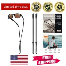 2 PCS Adjustable Eyeglass Holder Straps - Secure Lightweight Design in Black