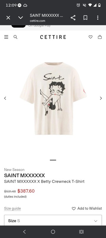 HYPNOTIZER SAINT Michael  Betty Boop   T-Shirt White( Sz Small)