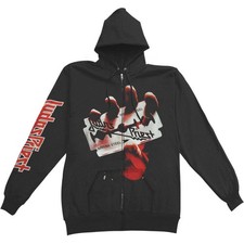 Men's Judas Priest British Steel Zippered Hooded Sweatshirt Small Black