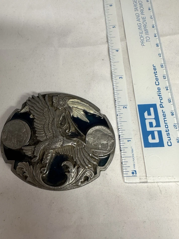 Siskiyou 1995 Belt Buckle Buffalo Indian Nickel Eagle Landing Southwest J-2 - Image 4 of 4
