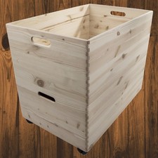 2 Tier Extra Large Plain Wooden Storage Open Box Crate Stacking Container Wheels