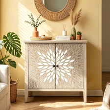 31.5" Farmhouse Carved Accent Cabinet with Doors