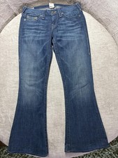 True Religion Jeans Womens 29 Blue Low Rise Flare Bootcut Stretch Denim Made USA